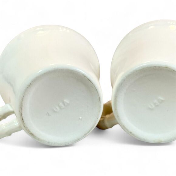 Vintage Christmas Greetings to you, pottery mug, 1940s, set of two (2) - Picture 6 of 11